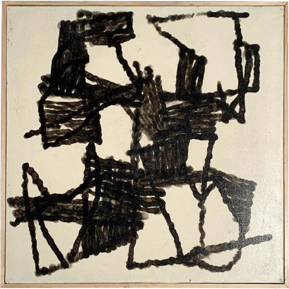 Mixed media painting Sw15 by Andrii Volkov incorporating sand, earth, and fire elements in abstract composition