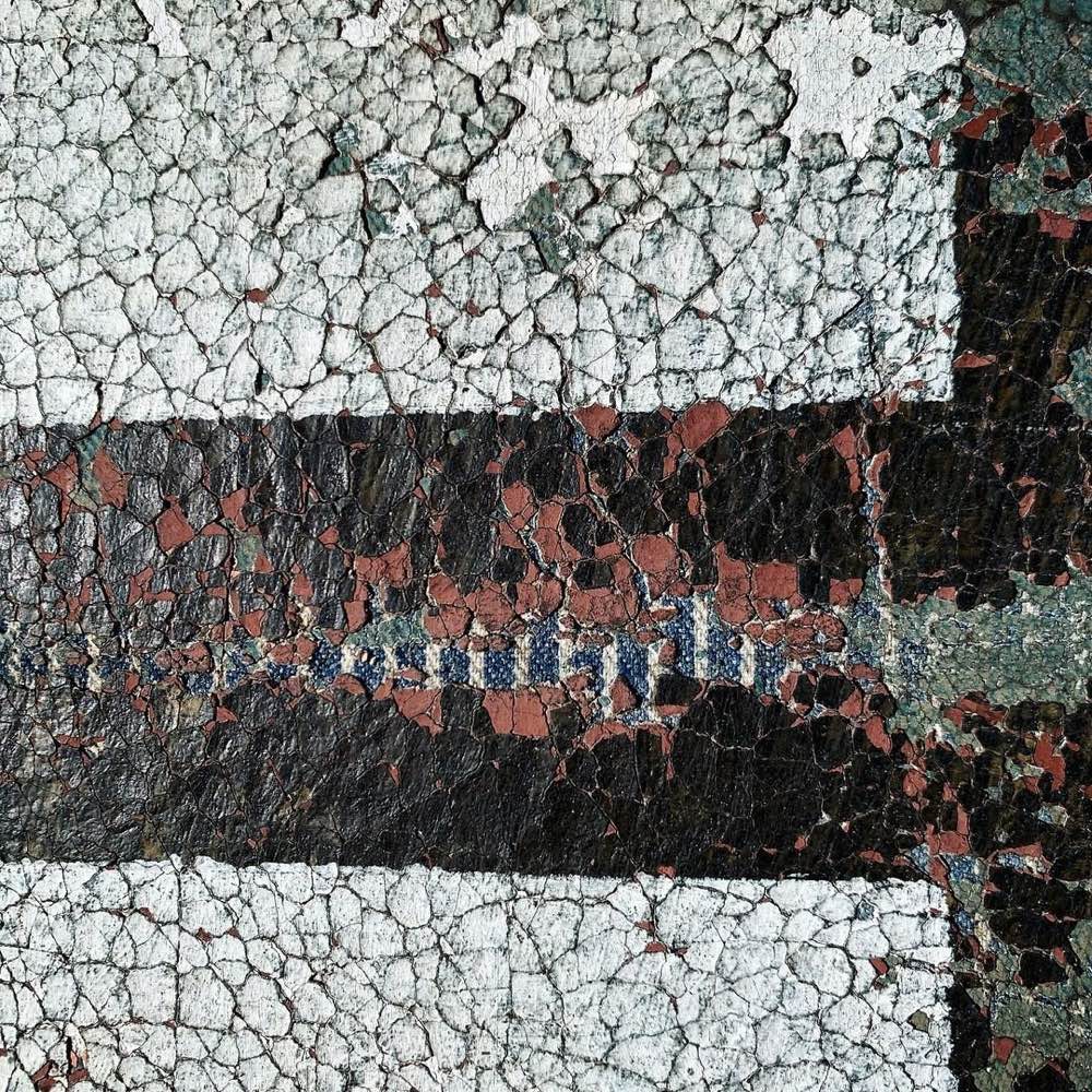 Detail view of Y23 painting by Andrii Volkov showing close-up texture and layering techniques in mixed media work
